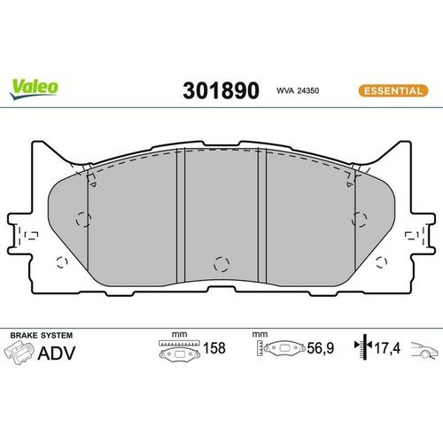 Valeo 301890 bremsbelagsatz - 301890,